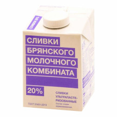 Сливки "БМК" 20 %, 0,5 л